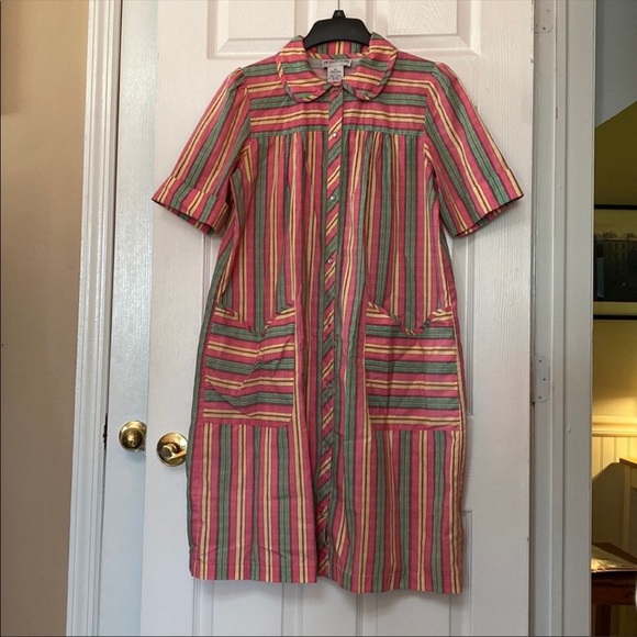 VTG Candy Stripe House Coat Dressing Gown Robe - Picture 2 of 8